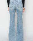 Light Gray RISEN Full Size High Rise Raw Cut Hem Bootcut Jeans