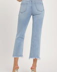 RISEN Full Size High Rise Raw Edge Crop Jeans