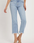 RISEN Full Size High Rise Raw Edge Crop Jeans