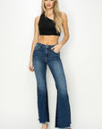 White Smoke RISEN Full Size High Rise Side Shadow Seam Detail Slit Flare Jeans