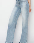 Light Gray Risen Full Size High Rise Wide Leg Jeans