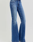 RISEN Full Size Low Rise Flare Jeans with Pockets