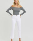 RISEN Full Size Tummy Control Elastic Band High Rise Crop Straight Jeans