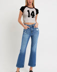 RISEN Full Size Tummy Control High Rise Crop Bootcut Jeans