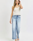 RISEN Full Size Tummy Control High Rise Crop Wide Leg Jeans