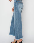 RISEN Raw Hem Cropped Wide Leg Jeans