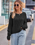 Round Neck Cable-Knit Sweater