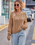 Round Neck Cable-Knit Sweater