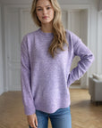 Round Neck Drop Shoulder Long Sleeve Sweater