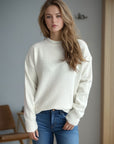 Round Neck Drop Shoulder Long Sleeve Sweater