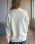 Round Neck Drop Shoulder Long Sleeve Sweater