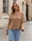 Round Neck Dropped Shoulder Long Sleeve Sweater