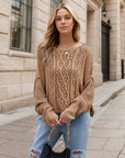 Round Neck Dropped Shoulder Long Sleeve Sweater