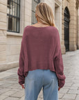 Round Neck Dropped Shoulder Long Sleeve Sweater