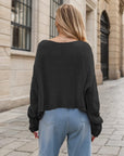 Round Neck Dropped Shoulder Long Sleeve Sweater