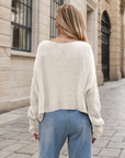 Round Neck Dropped Shoulder Long Sleeve Sweater