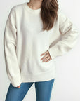 Round Neck Dropped Shoulder Long Sleeve Sweater