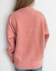 Round Neck Dropped Shoulder Long Sleeve Sweater