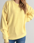 Round Neck Dropped Shoulder Long Sleeve Sweater