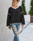 Gray Round Neck Dropped Shoulder Sweater