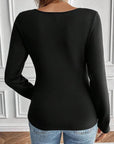 Black Round Neck Long Sleeve Top