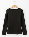 White Smoke Round Neck Long Sleeve Top