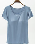 Light Slate Gray Round Neck Modal T-Shirt with Bra