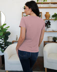 Gray Round Neck Short Sleeve T-Shirt