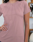 Rosy Brown Round Neck Short Sleeve T-Shirt