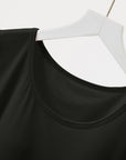 Black Round Neck Short Sleeve T-Shirt with Bra