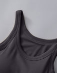 Gray Round Neck Tank with Bra