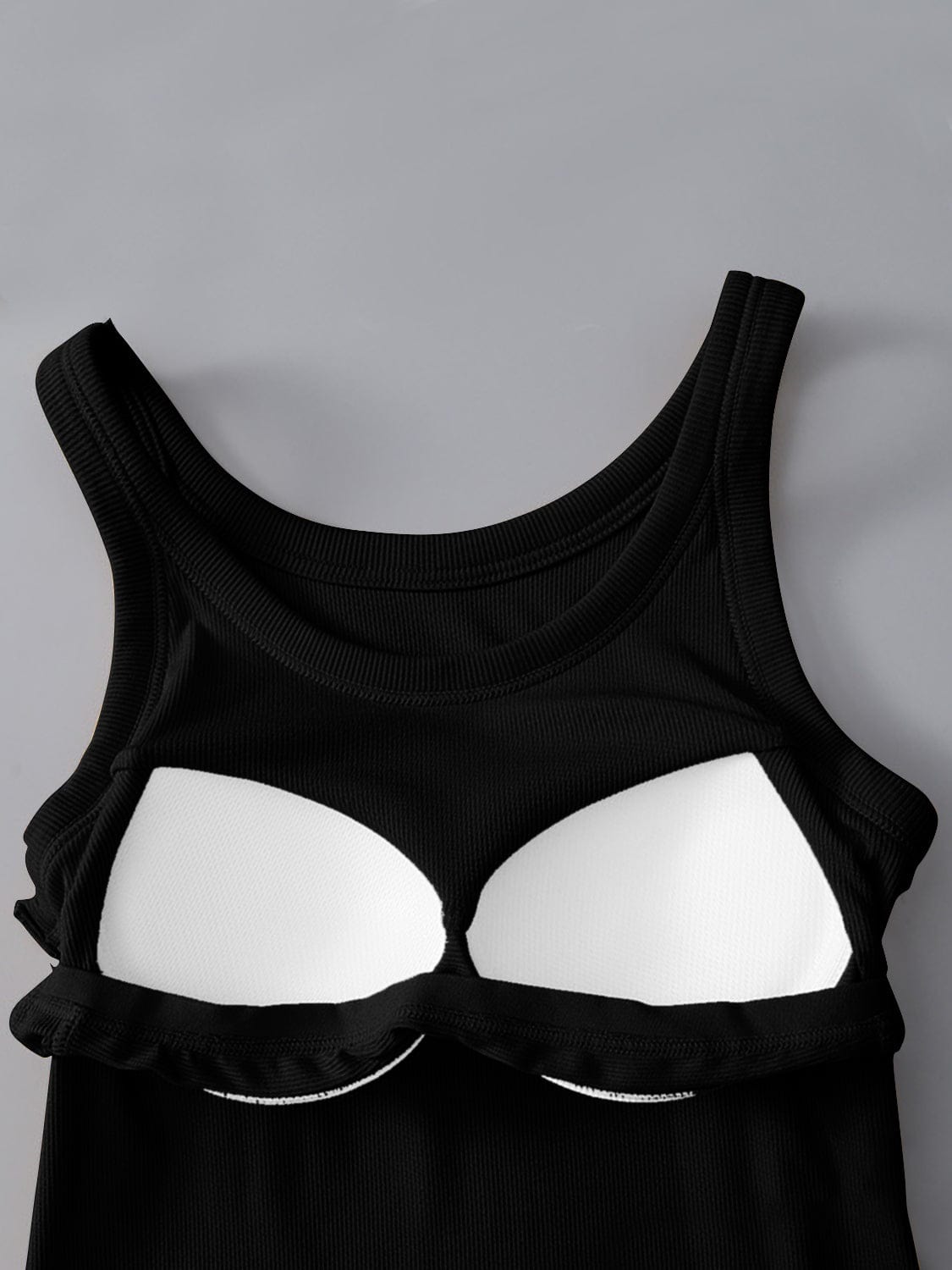 Black Round Neck Tank with Bra