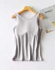 Light Gray Round Neck Tank with Bra