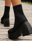 Round Toe Block Heel Boots