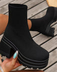 Round Toe Block Heel Boots