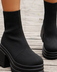 Round Toe Block Heel Boots