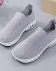 Dark Gray Round Toe Knit Detail Slip On