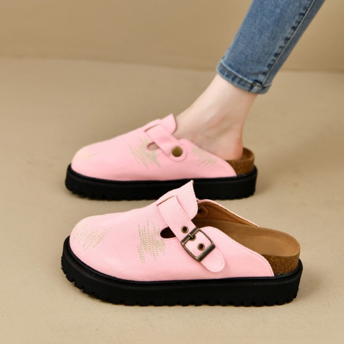 Rosy Brown Round Toe Platform Loafers