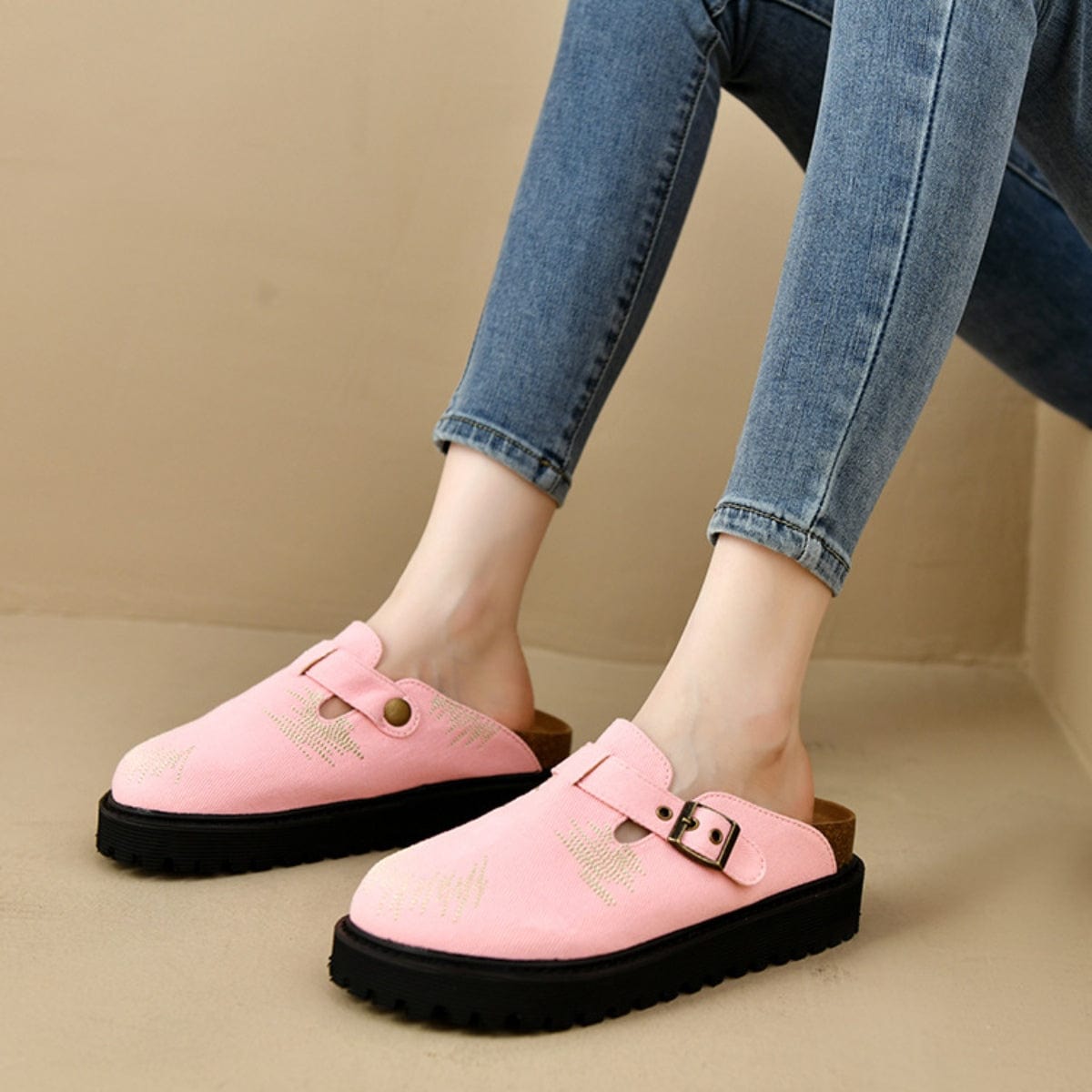 Rosy Brown Round Toe Platform Loafers