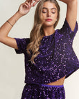 J.NNA Sequin Short Sleeve Crop T-Shirt