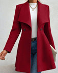 Collared Neck Button Up Long Sleeve Coat