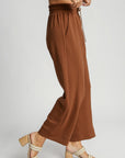 Umgee Full Size Drawstring Wide Leg Pants with Pockets