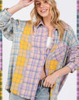 Gray SAGE + FIG Button Up Raw Hem  Plaid Flannel Shirt