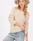 SAGE + FIG Cable-Knit Long Sleeve Sweater