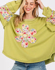 SAGE + FIG Daisy Patch Applique Long Sleeve Sweatshirt