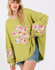 SAGE + FIG Daisy Patch Applique Long Sleeve Sweatshirt