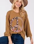 SAGE + FIG Floral Peace Patch Round Neck Top