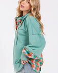 Lavender SAGE + FIG Full Size Plaid Print Washed Hoodie