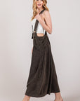 Light Gray SAGE + FIG Full Size Wide Strap Wide Leg Overalls