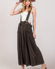 Light Gray SAGE + FIG Full Size Wide Strap Wide Leg Overalls